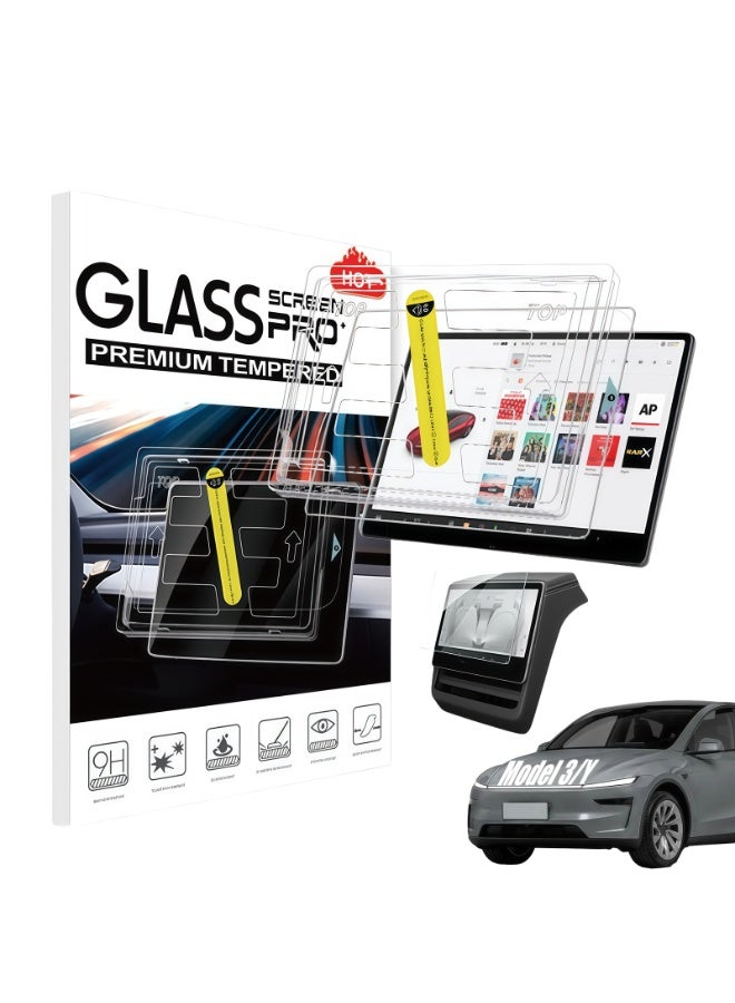 CHIYLE Screen Protector with Install Tool for Tesla Model Y 2025 Juniper（Not Fit 2026 Model Y） & 2024-2026 Model 3 Highland - Tempered Glass Full Coverage for Center Display and Rear Screen, Tesla Model Y Juniper accessories, Tesla Model Y accessories 2025, Tesla Model 3 accessories 2024, Tesla Model 3 accessories 2025, Tesla Model 3 accessories 2026, Tesla Model 3 Highland accessories. - Image 1